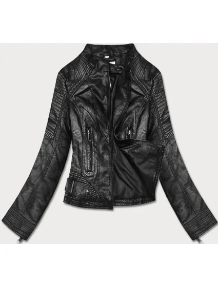 Čierna bunda ramoneska so stojačikom (HM22)