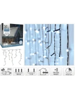 VIANOČNÝ STROMČEK SVETLÁ VONKAJŠIE SVETLO OPONA 360 VIEDOL ČASOVAČ STUDENÁ BIELA PRIEHĽADNÝ KÁBEL