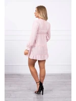 Šaty s ozdobnými volánky pudrově růžové