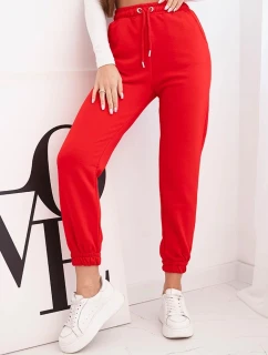 Dámske bavlnené nohavice s elastickým pásom červené