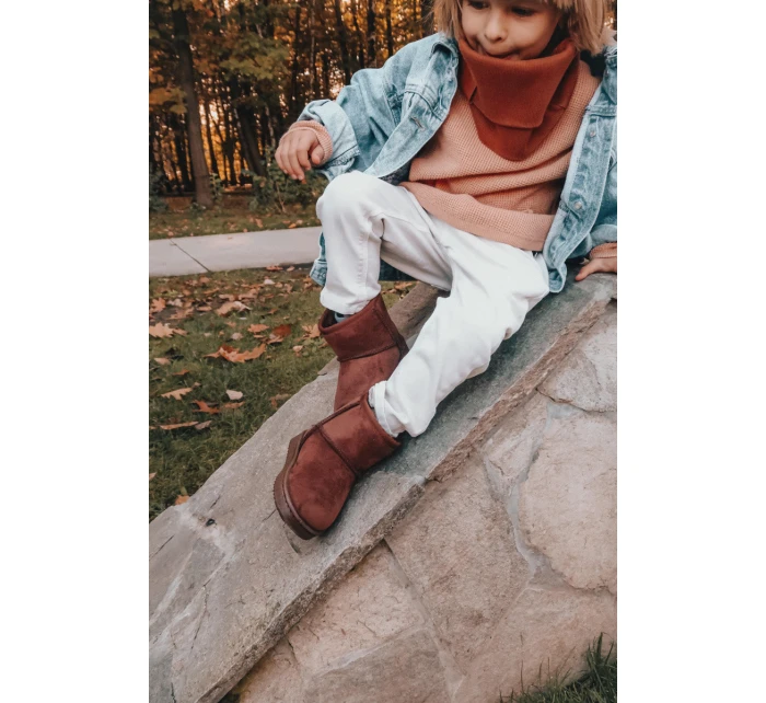 Dziecięce Ocieplane Botki Śniegowce Brązowe Gooby