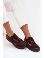 Dámské tenisky z pravé semiše na platformě model 21711179 čokoládové - Zazoo