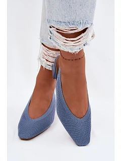 Materiálové dámské sandály na podpatku Modré Marcellé