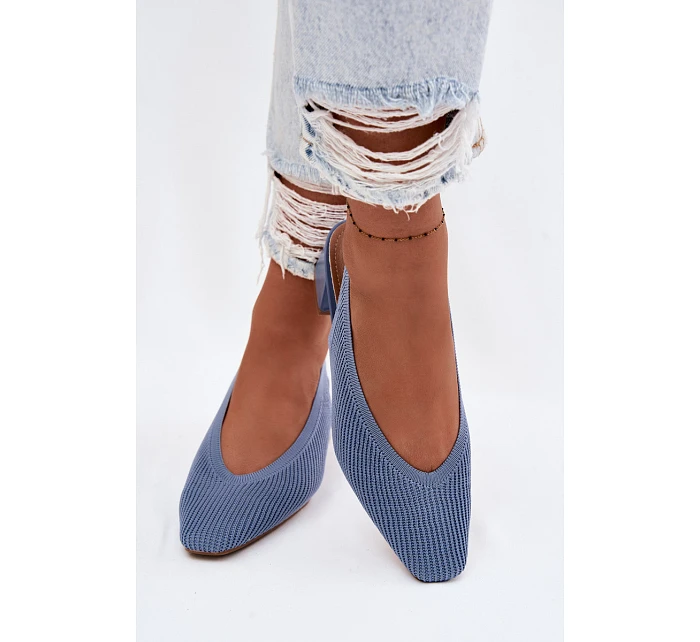 Materiálové dámské sandály na podpatku Modré Marcellé