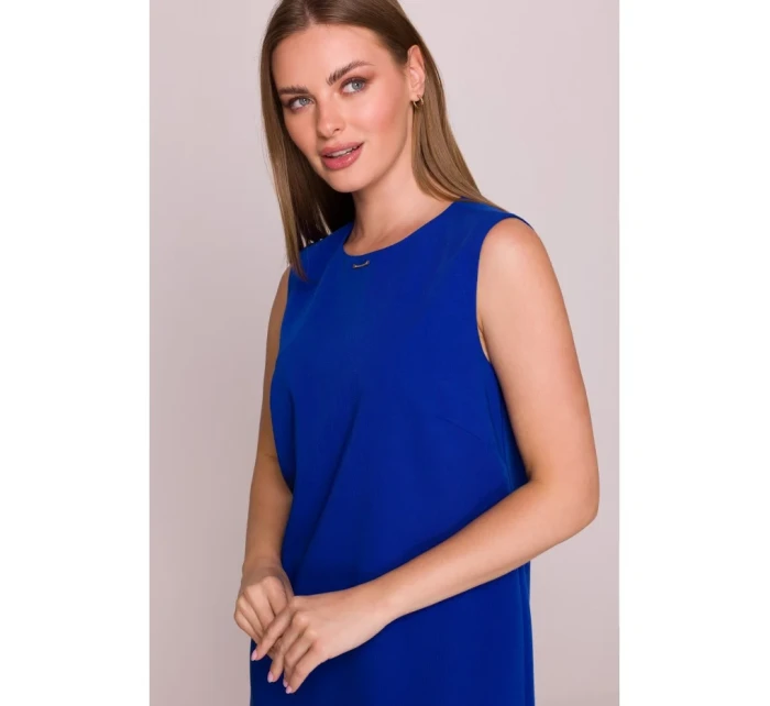 S408 Šaty bez rukávov - kráľovská modrá