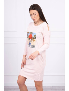 Šaty s potlačou Medové dievča púdrovo ružové
