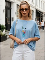 Dámska oversize blúzka s ozdobným náhrdelníkom BULS blue FashionStreet RY2506 Dámska oversize blúzka s ozdobným náhrdelníkom BULS blue FashionStreet RY2506