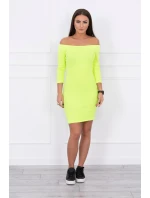 Pruhované vypasované šaty žlté neónové Pruhované vypasované šaty žlté neónové