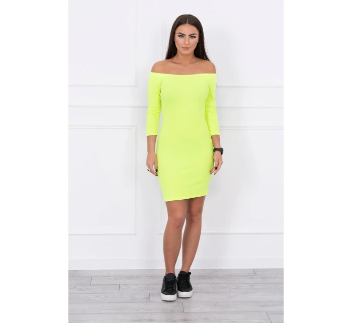 Pruhované vypasované šaty žlté neónové Pruhované vypasované šaty žlté neónové