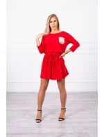 Šaty s flitrovou kapsou červené