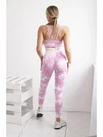 Fitness set model 20129769 legíny push up světle růžová + ecru - K-Fashion