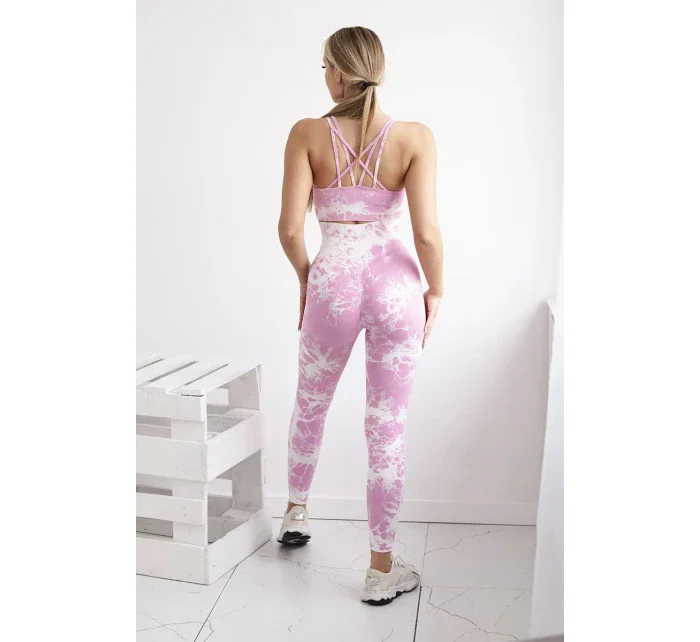 Fitness set model 20129769 legíny push up světle růžová + ecru - K-Fashion