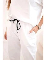 Bavlněný komplet halenka + kalhoty bílý