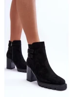Kožené Boty Na Podpatku Černé model 21632219 - Boto