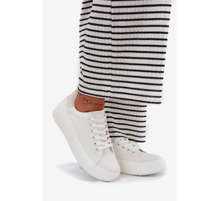 Materiałowe Trampki Damskie Na Platformie Big Star RR274463 Białe