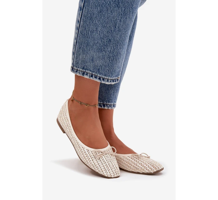 Baleríny S Pletením A Mašlí Ecru model 21744492 - Boto
