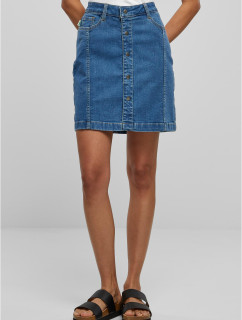 Dámská organická strečová džínová sukně s knoflíčkem čirá modrá sepraná