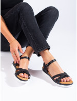 Klasické sandále dámske čierne na kline