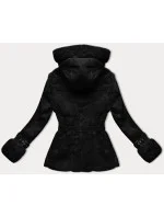 Černá dámská kožešinová bunda s prvky z eko kůže model 21248512 - J.STYLE