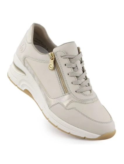 Dámské kožené tenisky na platformě béžové model 21916768 - Rieker Dámské kožené tenisky na platformě béžové model 21916768 - Rieker