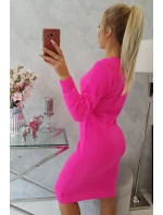 Sveter Šaty pruhované ružové neónové Sveter Šaty pruhované ružové neónové