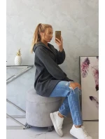 Zateplená bunda so zaväzovaním v páse v grafitovej farbe Zateplená bunda so zaväzovaním v páse v grafitovej farbe