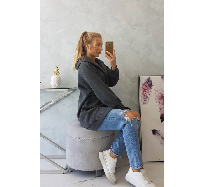 Zateplená bunda so zaväzovaním v páse v grafitovej farbe Zateplená bunda so zaväzovaním v páse v grafitovej farbe