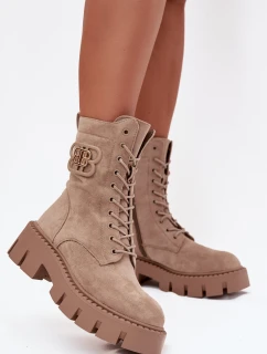 Zateplené workery dámské s ozdobou béžové model 21708928 - Boto