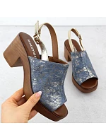 Dámske sandále na podpätku denim gold M.Daszynski MR23126-7