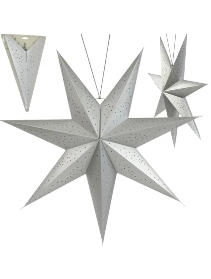 PAPIEROVÉ ZÁVESNÉ DEKORAČNÉ HVIEZDY 75 cm strieborné detské