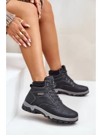 Buty Trekkingowe Męskie Ocieplane Z Eko Skóry Granatowe Neramia Buty Trekkingowe Męskie Ocieplane Z Eko Skóry Granatowe Neramia