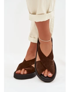 Dámské sandály Zazoo 3196 z přírodního semiše hnědé