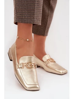 Kožené dámské mokasiny s ozdobným detailem model 22031810 zlaté - D&A