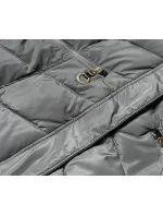 Šedá dámska prešívaná zimná bunda s kapucňou (w732) Šedá dámska prešívaná zimná bunda s kapucňou (w732)