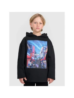 Chlapčenská mikina bez prúžkov s kapucňou 4F 4FJRAW25TSWSM2345-20S