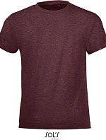 SOL'S Regent Fit Kids Detské tričko 25.1183 melírované v odtieni oxblood