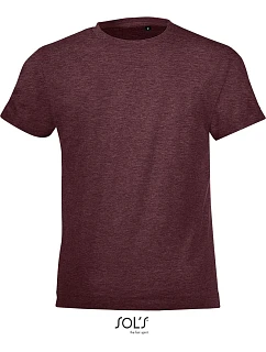 SOL'S Regent Fit Kids Detské tričko 25.1183 melírované v odtieni oxblood