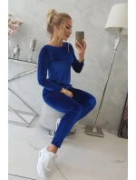 Velúrová súprava so zadným popruhom chrpovo modrá Velúrová súprava so zadným popruhom chrpovo modrá