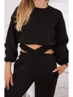 Zateplená súprava s krátkou mikinou čierna