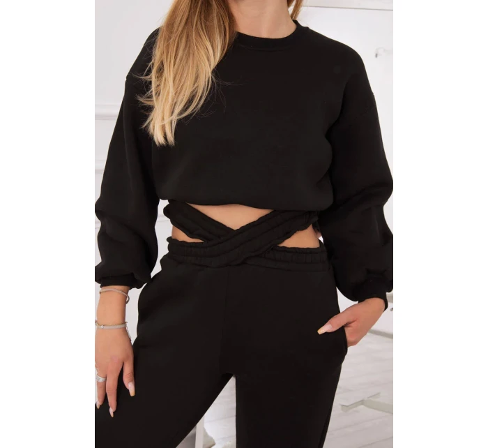 Zateplená súprava s krátkou mikinou čierna