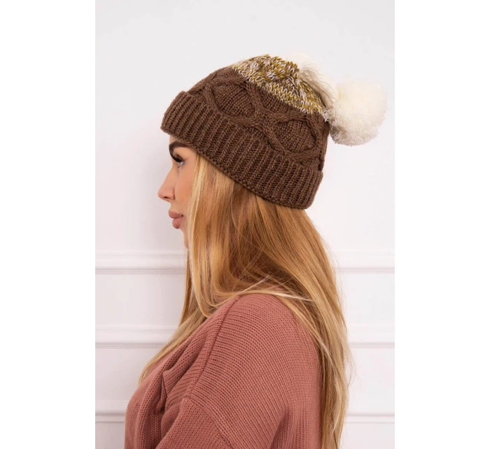 Fleecová čiapka Alice K248 cappuccino+ecru