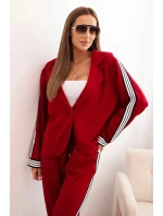 Dámsky viskózový set s lampášmi a športovou bundou červený Dámsky viskózový set s lampášmi a športovou bundou červený