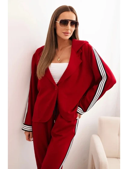 Dámsky viskózový set s lampášmi a športovou bundou červený Dámsky viskózový set s lampášmi a športovou bundou červený