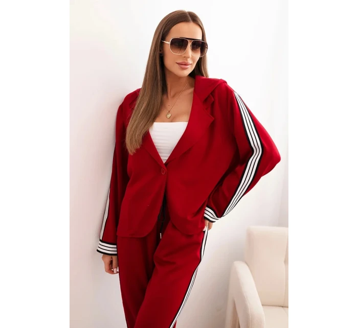 Dámsky viskózový set s lampášmi a športovou bundou červený Dámsky viskózový set s lampášmi a športovou bundou červený