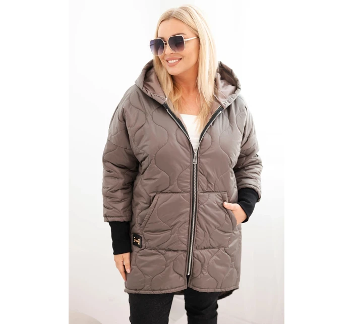 Dámská bunda Plus Size prošívaná s kapucí fango