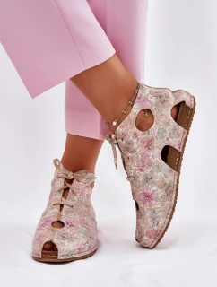 Vzorované Kožené Boty model 21697469 Béžové - Maciejka