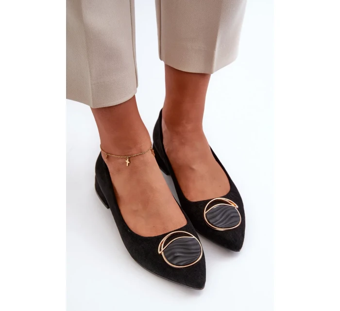 Lodičky na nízkom podpätku z eko semišu S.Barski Black
