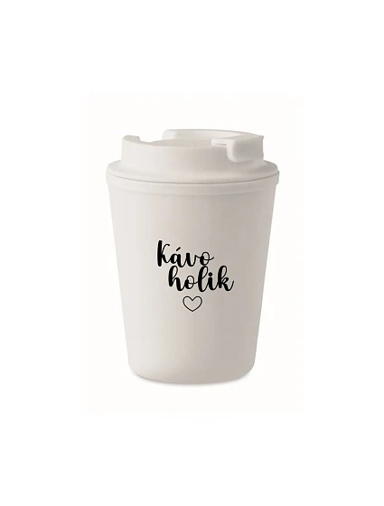 KAVOHOLIK - biely termohrnček 300 ml