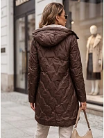 Kurtka damska przejściowa pikowana z kapturem brązowa model 22342146 - FashionStreet Kurtka damska przejściowa pikowana z kapturem brązowa model 22342146 - FashionStreet