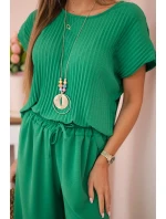 Viskózový set plisovaná blúzka + nohavice zelená Viskózový set plisovaná blúzka + nohavice zelená